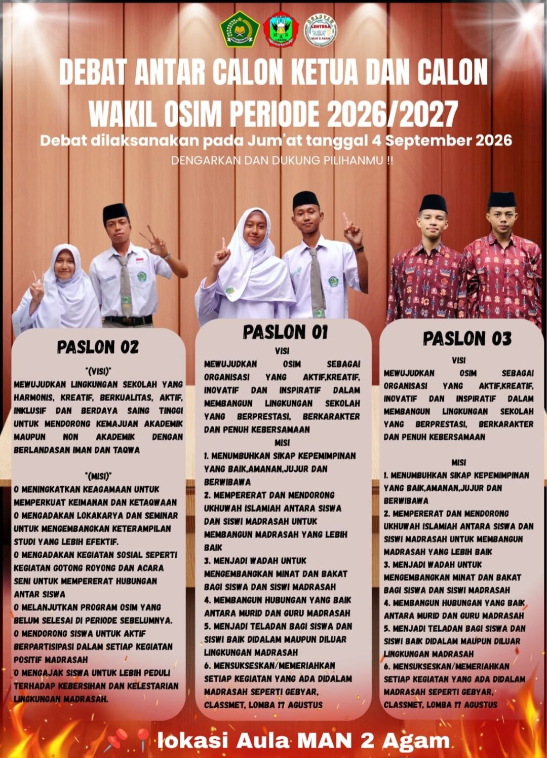 Adu Gagasan Pemimpin Muda: MAN 2 Agam Gelar Debat Calon Ketua dan Wakil OSIM Periode 2026/2027